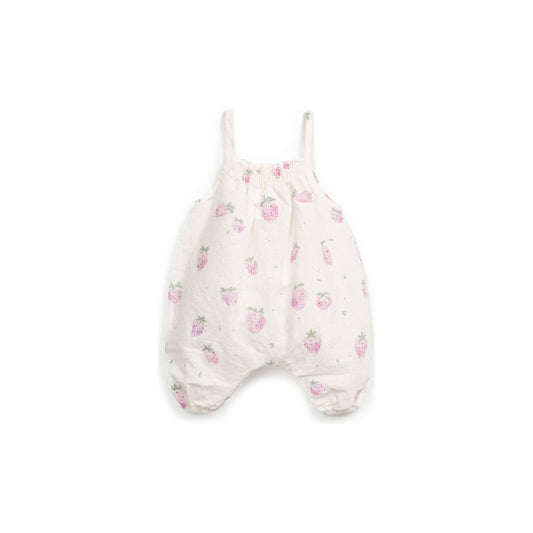 Mono con Estampado de Fresas para Recién Nacido – 52% Lino, 48% Algodón Orgánico – Play Up