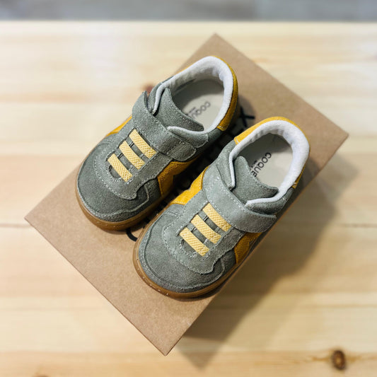 Zapatillas Barefoot Serraje Verde Oliva & Mostaza | COQUEFLEX