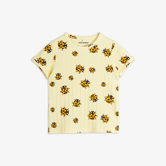 Camiseta de Manga Corta con Estampado de Mariquitas – Amarillo | Mini Rodini