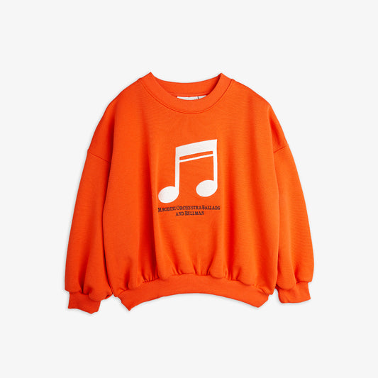 Sudadera con Bordado de Nota Musical – Rojo Naranja | Mini Rodini
