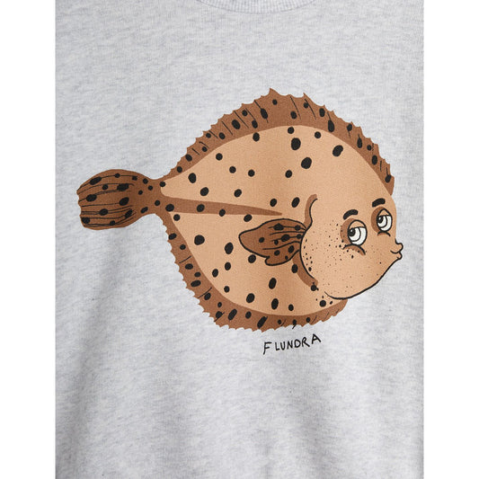 Sudadera con Estampado de Pez Flundra – Gris Jaspeado | Mini Rodini