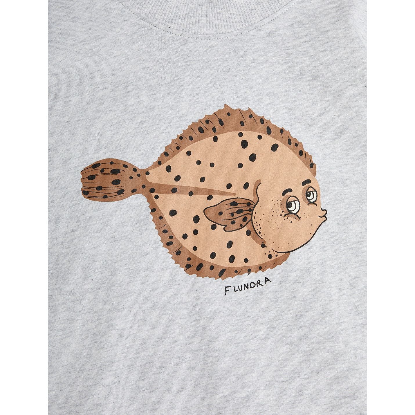 Camiseta de Manga Corta con Estampado de Pez Flundra – Gris Jaspeado | Mini Rodini