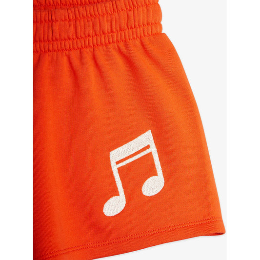 Pantalones Cortos con Bordado de Nota Musical – Rojo Anaranjado | Mini Rodini