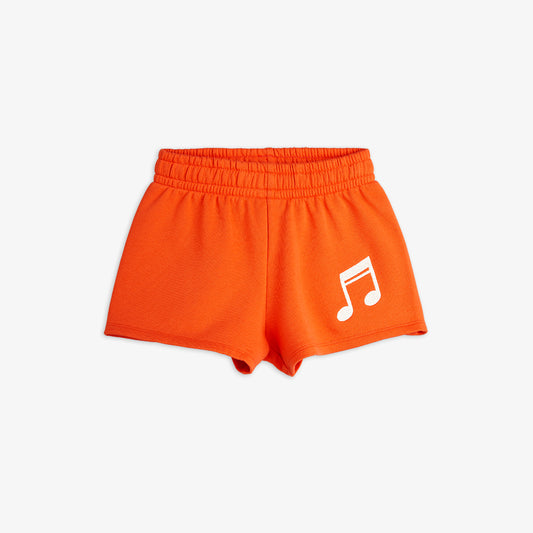Pantalones Cortos con Bordado de Nota Musical – Rojo Anaranjado | Mini Rodini