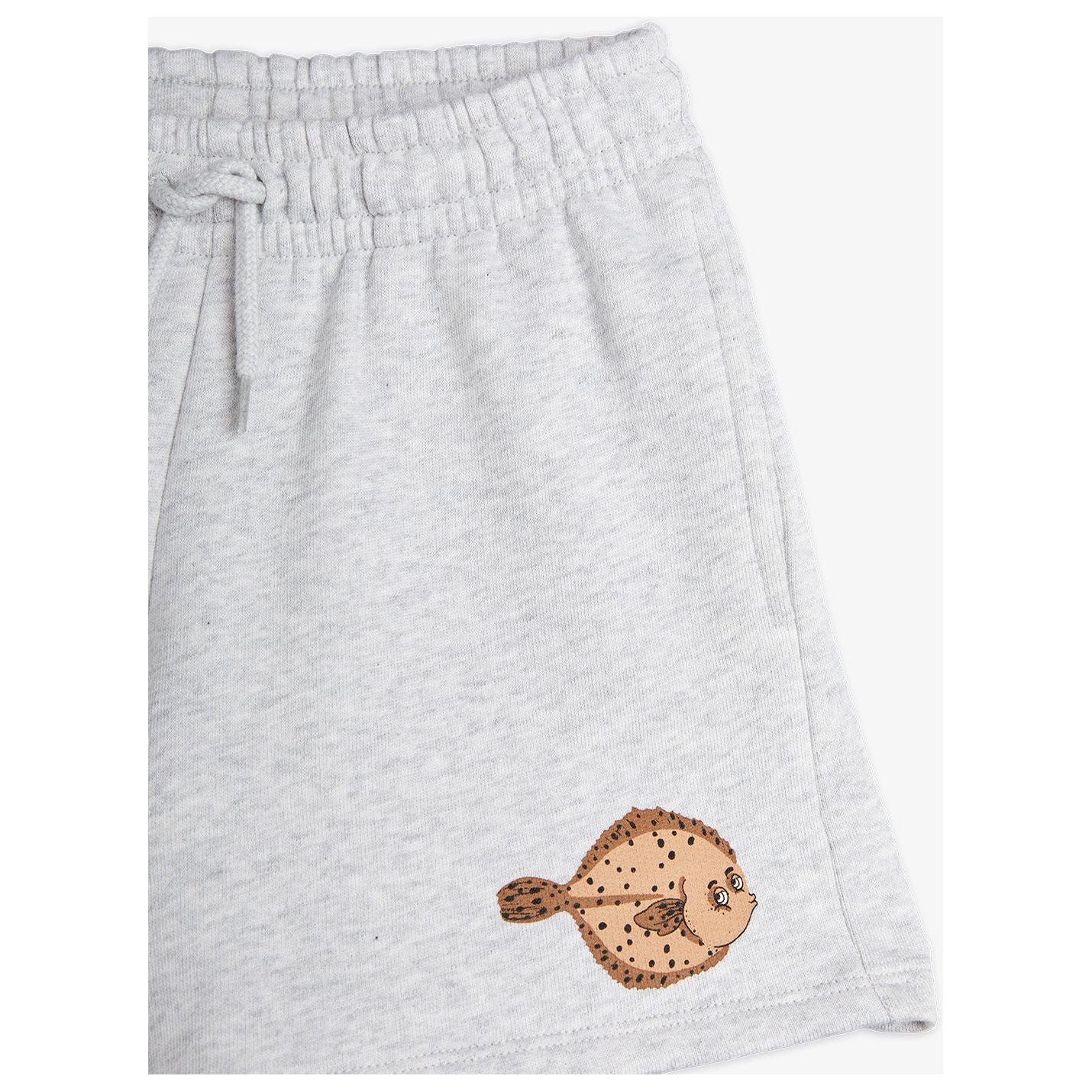 Pantalones Cortos con Estampado de Pez Flundra – Gris Jaspeado | Mini Rodini