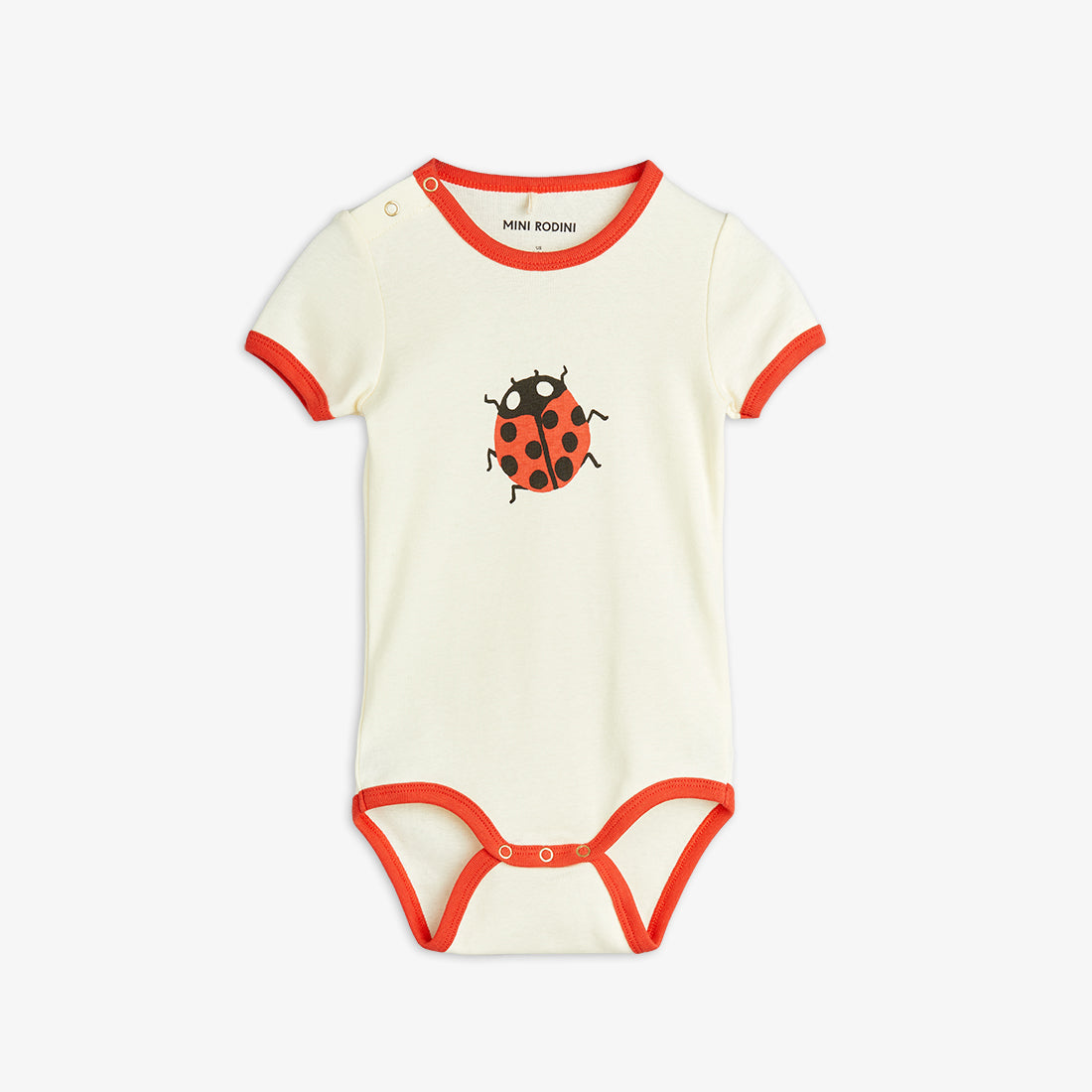 Body de Manga Corta con Mariquita – Crudo | Mini Rodini