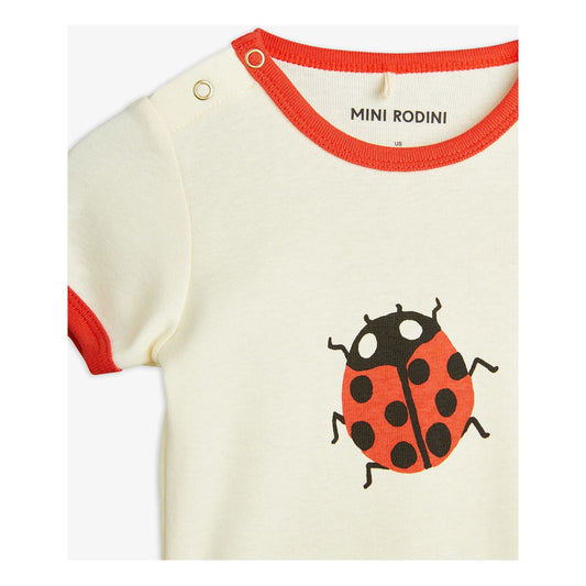 Body de Manga Corta con Mariquita – Crudo | Mini Rodini