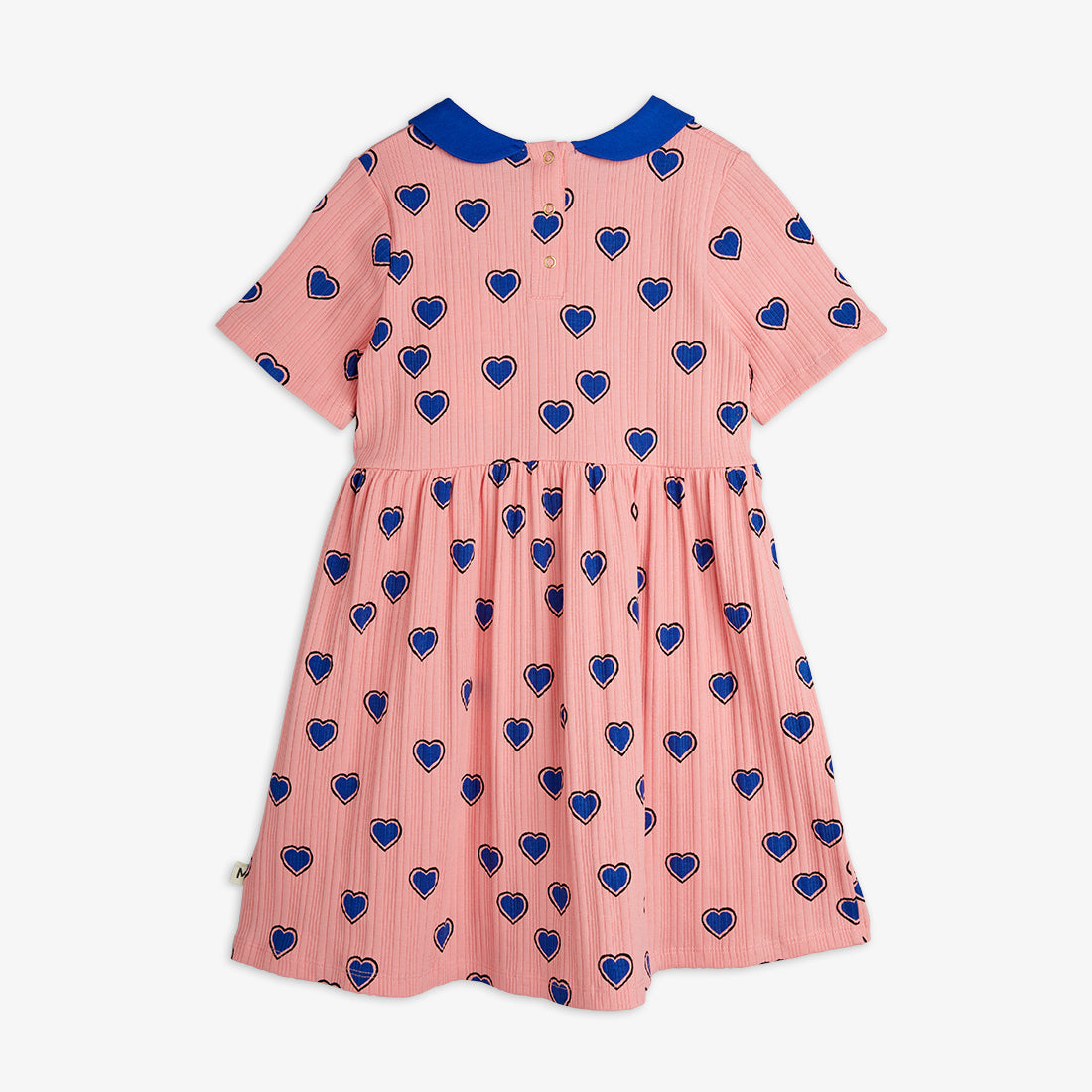 Vestido con Estampado de Corazones y Cuello Contraste – Rosa | Mini Rodini