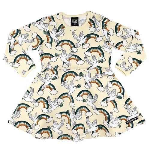 Vestido Manga Larga Arcoíris y Palomas | Villervalla