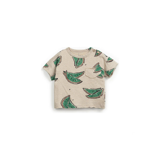 Camiseta de Bebé con Estampado de Sandía – Mezcla de Algodón Orgánico y Lino – Play Up