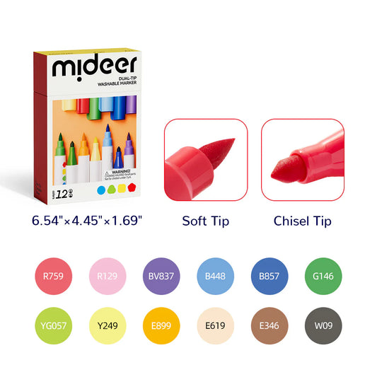 Rotuladores Lavables Mideer – Pack Doble Punta (12 Colores)