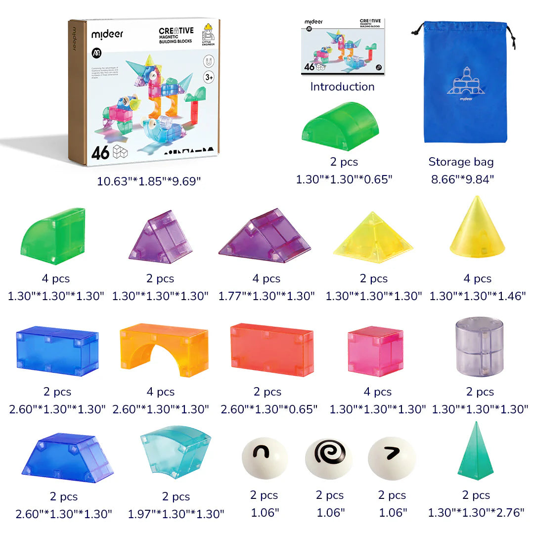 Bloques Magnéticos Creativos 3D “Little Engineer” – Mideer (Set de 46 unidades)