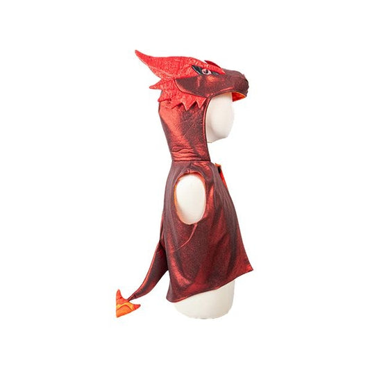 Chaleco de dragón rojo metálico con capucha – Great Pretenders