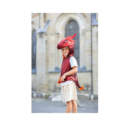 Chaleco de dragón rojo metálico con capucha – Great Pretenders