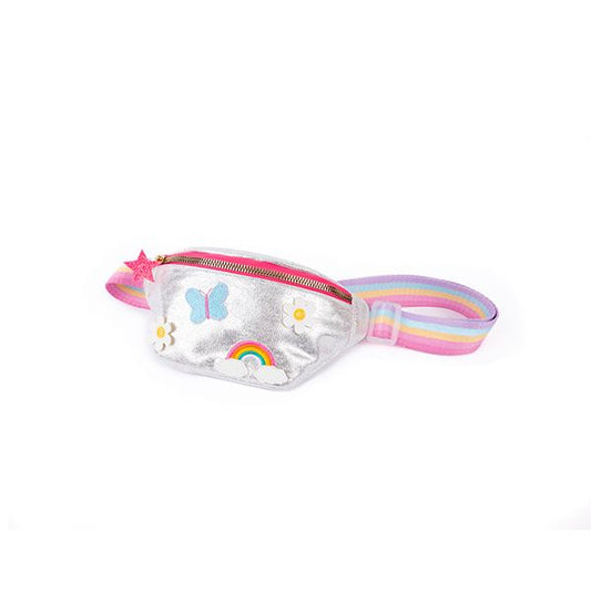 Riñonera infantil plateada con arcoíris – Great Pretenders