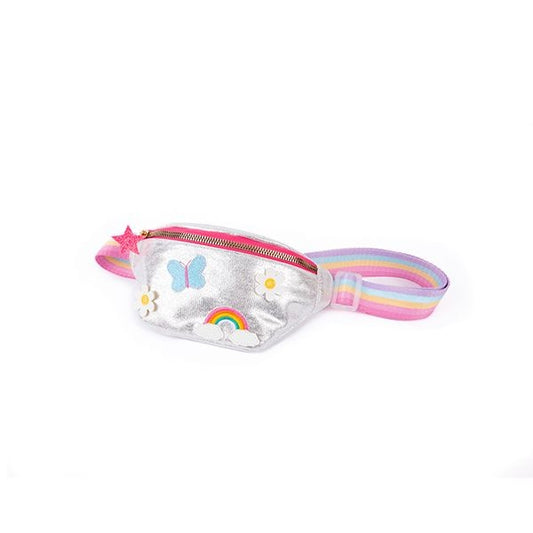 Riñonera infantil plateada con arcoíris – Great Pretenders