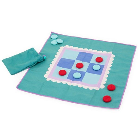 Juego viaje Pachis y Tres en Raya – Toalla de juego reversible | Quut