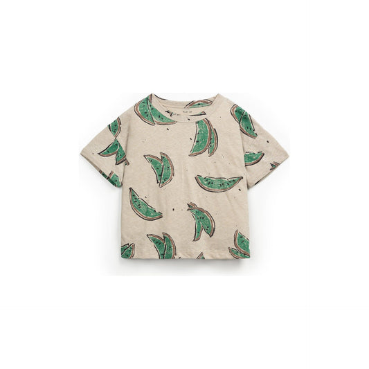 Camiseta de Niño con Estampado de Sandía – Mezcla de Algodón Orgánico y Lino – Certificación OEKO-TEX® – Play Up