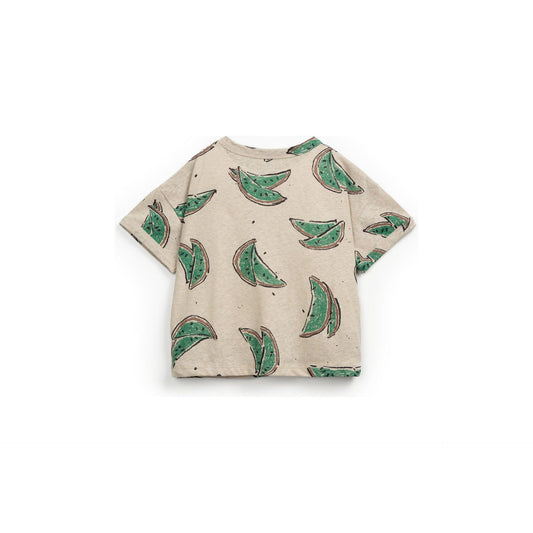 Camiseta de Niño con Estampado de Sandía – Mezcla de Algodón Orgánico y Lino – Certificación OEKO-TEX® – Play Up