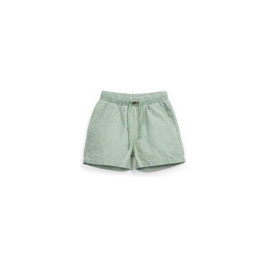 Pantalón Corto de Tela Verde con Botón de Coco Decorativo – Play Up