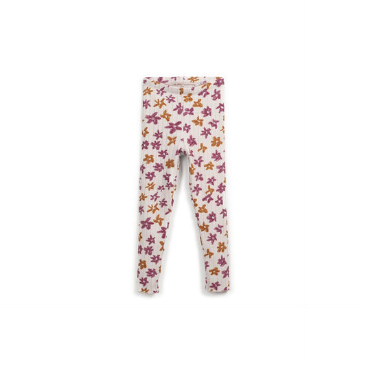 Leggings de canalé con flores mostaza y granate | Play Up