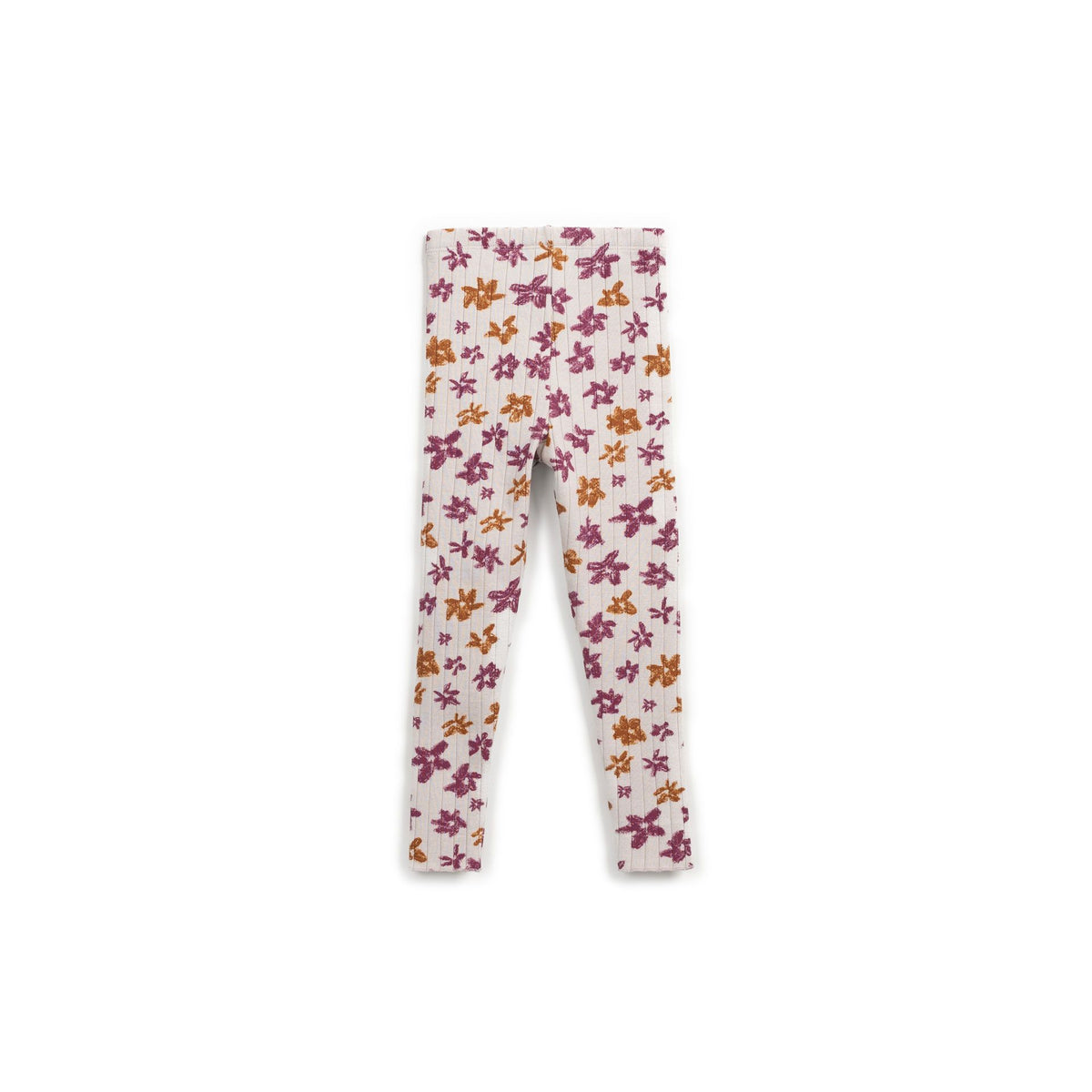 Leggings de canalé con flores mostaza y granate | Play Up