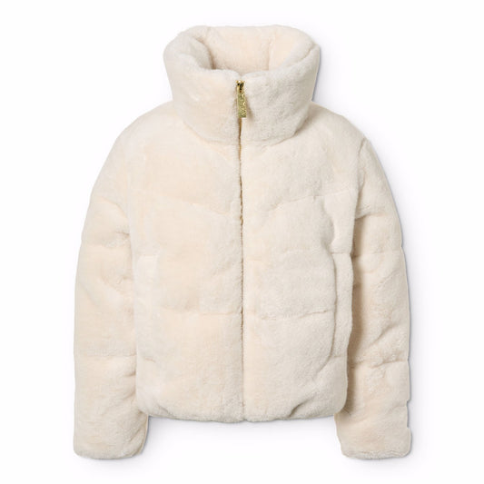 Chaqueta Acolchada de Pelo Sintético Blanco | MOLO