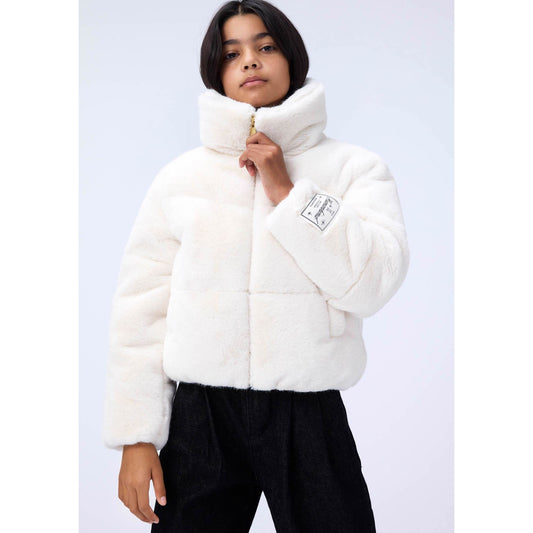 Chaqueta Acolchada de Pelo Sintético Blanco | MOLO