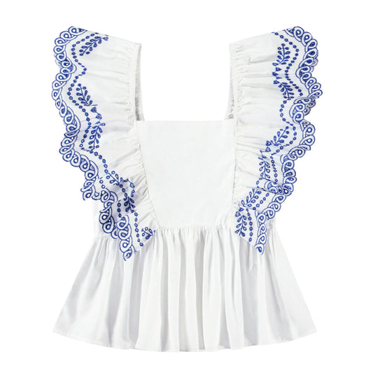 Blusa Bordada “Blue Blossom” – Molo