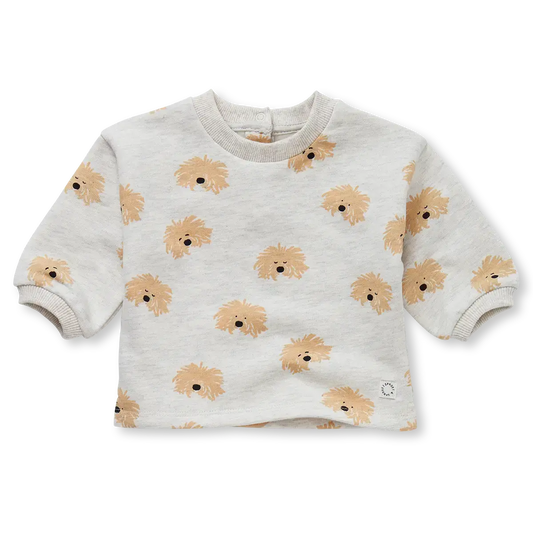 Sudadera Bebé – Dog Print Light Grey Melee | Sproet & Sprout