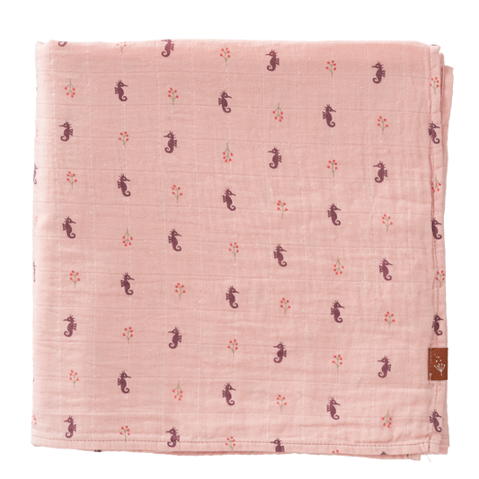 Muselina Orgánica Caballito de Mar Rosa 120x120 cm - Fresk