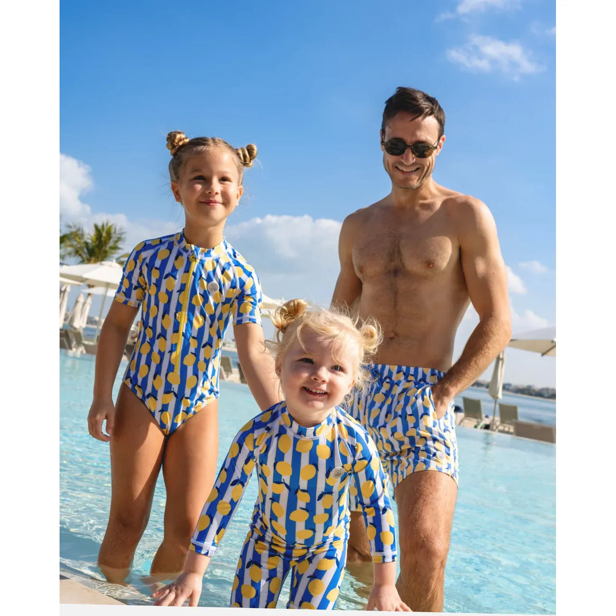 Bañador niña manga corta UPF50+ – Limoncello Stripes | Badawii