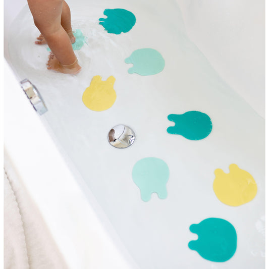 Grippi Jellyfish – Set de 8 Antideslizantes para Baño (Minty Yellow) | Quut