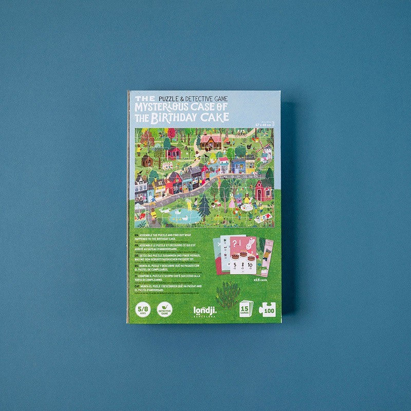 Puzzle The Mysterious Case of the Birthday Cake + Juego de detectives (100 piezas) | Londji