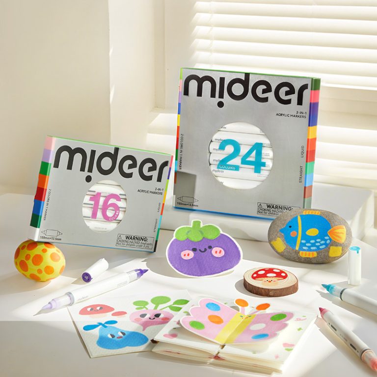 Rotuladores acrílicos doble punta – 16 colores | Mideer