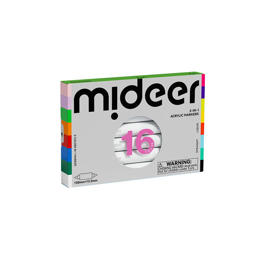 Rotuladores acrílicos doble punta – 16 colores | Mideer