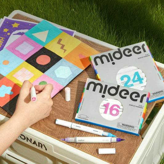 Rotuladores acrílicos 2-en-1 – 24 colores | mideer