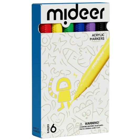 Rotuladores Acrílicos punta redonda – 6 colores | Mideer