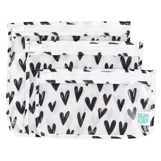Set 3 Neceseres con Frontal Transparente – Bumkins (Corazones)