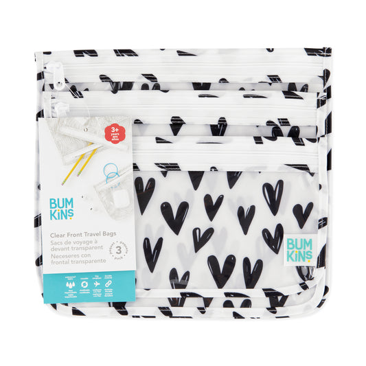 Set 3 Neceseres con Frontal Transparente – Bumkins (Corazones)