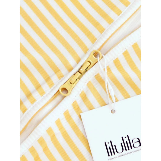 Pijama Corto Zippy Romper de Verano de Bambú – Yellow Stripes | Lilulila