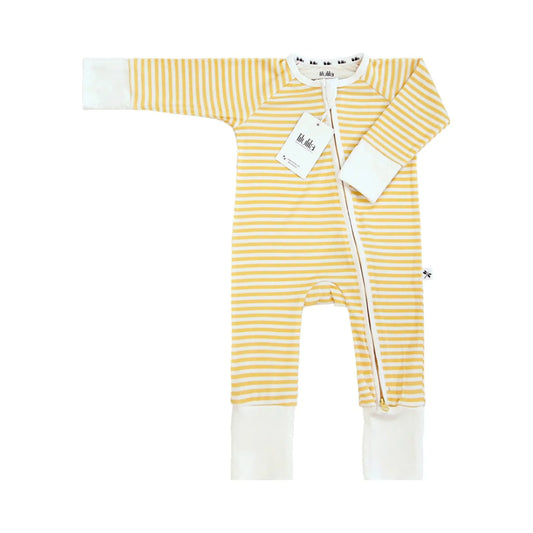 Pijama Zippy Romper de Bambú – Yellow Stripes | Lilulila