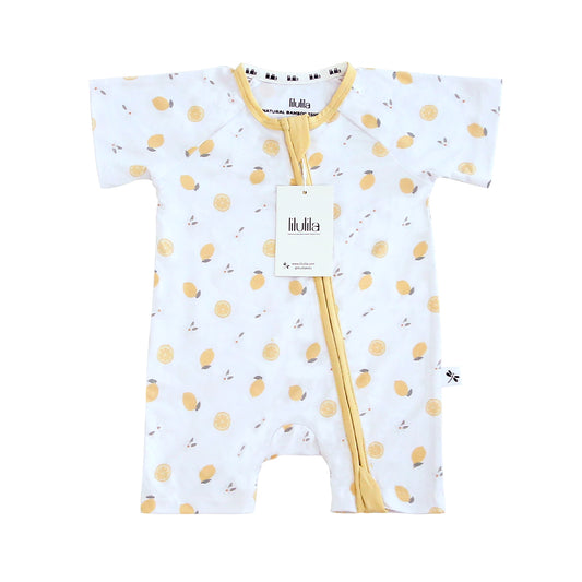 Pijama Corto Zippy Romper de Verano de Bambú – Lemons | Lilulila