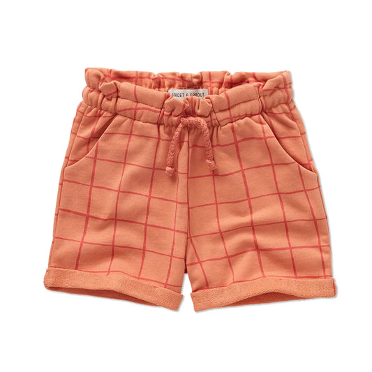 Pantalones Cortos Estilo Paperbag con Estampado de Cuadros – Blush | Sproet & Sprout