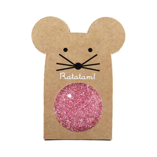 Pelota Saltarina Glitter Rosa (10 cm) con Caja Ratón Ratatam