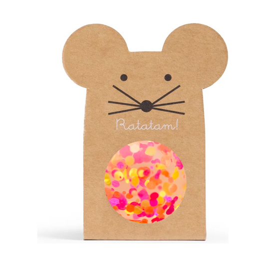 Pelota Saltarina Confeti Naranja-Rosa (10 cm) con Caja Ratón Ratatam