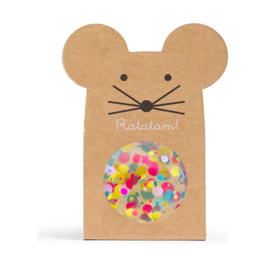 Pelota Saltarina Confeti Neón (10 cm) con Caja Ratón Ratatam