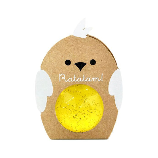 Pelota Diamante Glitter Amarilla (10 cm) con Caja Pájaro Ratatam