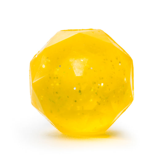 Pelota Diamante Glitter Amarilla (10 cm) con Caja Pájaro Ratatam