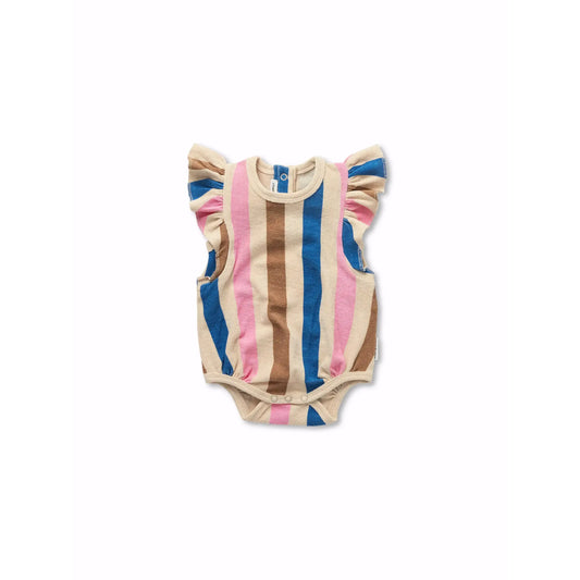 Pelele de bebé con volantes y rayas multicolor | Sproet & Sprout